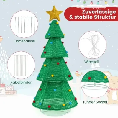LED umělý vánoční stromek 190cm osvětlený vánoční stromeček s 200 LED světly