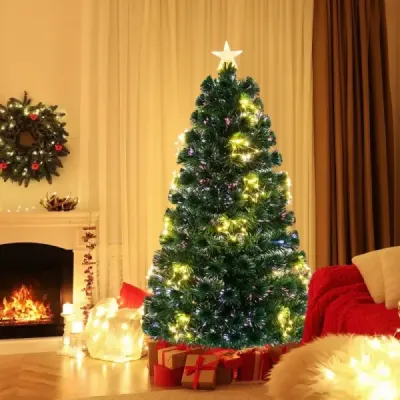 150 cm Künstlicher Weihnachtsbaum aus Glasfaser mit Beleuchtung Tannenbaum