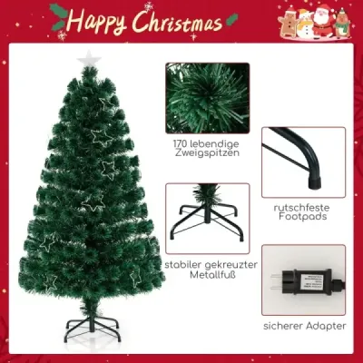150 cm Künstlicher Weihnachtsbaum aus Glasfaser mit Beleuchtung Tannenbaum