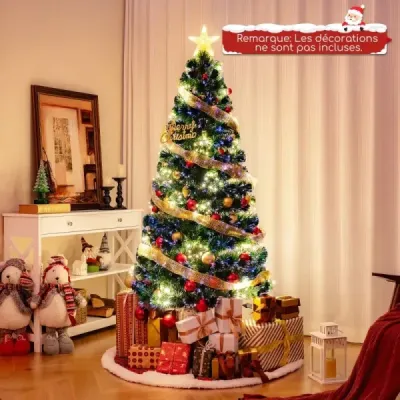 180 cm Künstlicher Weihnachtsbaum aus Glasfaser mit Beleuchtung Tannenbaum