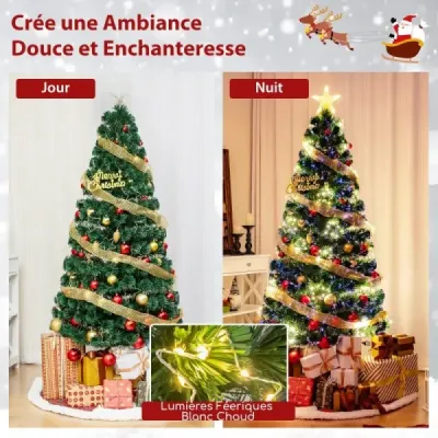 180 cm Künstlicher Weihnachtsbaum aus Glasfaser mit Beleuchtung Tannenbaum