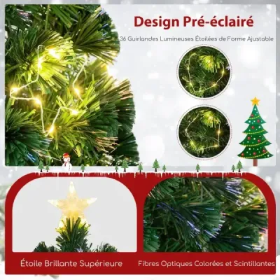 180 cm Künstlicher Weihnachtsbaum aus Glasfaser mit Beleuchtung Tannenbaum