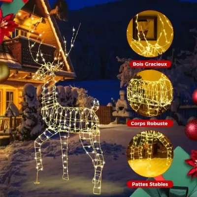 LED sob velký svítící vánoční dekorace 186 cm Vánoční postava s 300 teplými bílými světly
