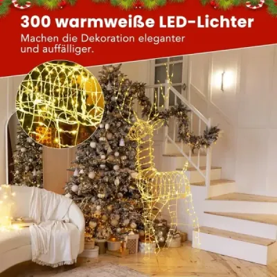 Sob a sáně Vánoční dekorace 2dílný svítící sob s 215 bílými LED diodami