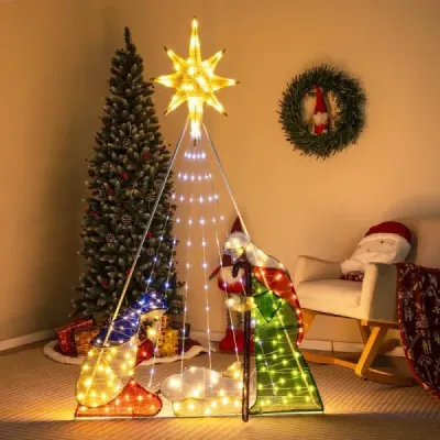 180 cm velký betlém s 240 teplými bílými LED světly Vánoční betlém