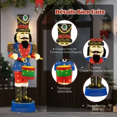 Vánoční figurka Louskáček velká osvětlená vánoční dekorace XXL 185 cm