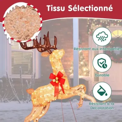 3-dílný osvětlený vánoční sob Rodinná sada vánočního soba