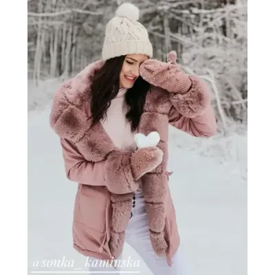 Dámská bavlněná bunda s kožíškem MODA805 bordó
