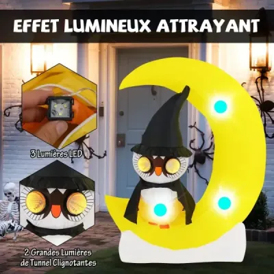 155CM LED nafukovací sovy stojící na Měsíci Strašná halloweenská dekorace