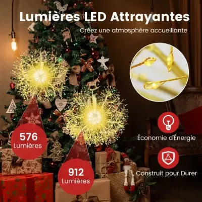 Leuchtkugel Weihnachten 2 Stück LED Kugeln Zum Hinhängen Weihnachtsbeleuchtung für außen und innen Gold
