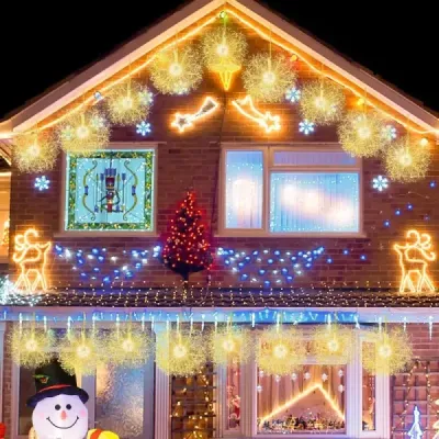 Leuchtkugel Weihnachten 2 Stück LED Kugeln Zum Hinhängen Weihnachtsbeleuchtung für außen und innen Gold