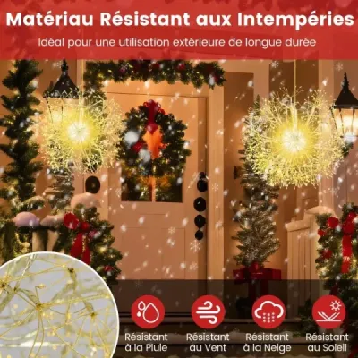 Leuchtkugel Weihnachten 2 Stück LED Kugeln Zum Hinhängen Weihnachtsbeleuchtung für außen und innen Gold