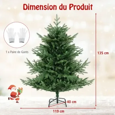 Umělý vánoční stromek 135 cm s osvětlením Jedle se 160 teplými bílými LED světly a 8 světelnými režimy
