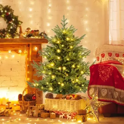 Umělý vánoční stromek 135 cm s osvětlením Jedle se 160 teplými bílými LED světly a 8 světelnými režimy