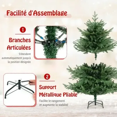Umělý vánoční stromek 135 cm s osvětlením Jedle se 160 teplými bílými LED světly a 8 světelnými režimy
