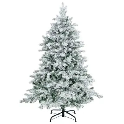 135 cm umělý vánoční stromek se světýlky a sněhem Vánoční stromek se 120 teplými bílými LED světýlky