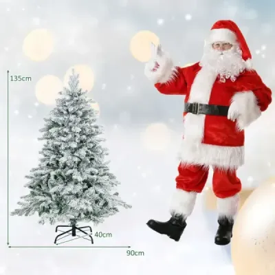135 cm umělý vánoční stromek se světýlky a sněhem Vánoční stromek se 120 teplými bílými LED světýlky