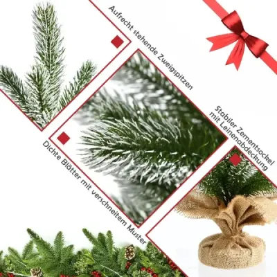 Mini vánoční stromeček na stůl, 50 cm, zasněžený, se stojánkem