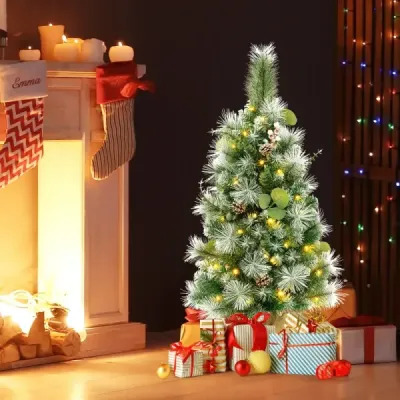 Umělý vánoční stromek 90 cm s osvětlením a 30 teplými bílými LED světly a časovačem