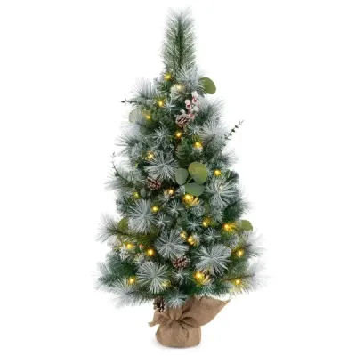 Umělý vánoční stromek 90 cm s osvětlením a 30 teplými bílými LED světly a časovačem