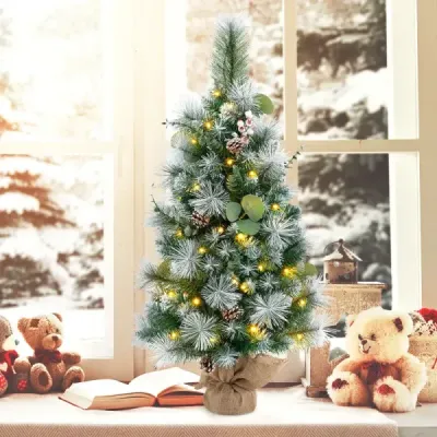 Umělý vánoční stromek 90 cm s osvětlením a 30 teplými bílými LED světly a časovačem