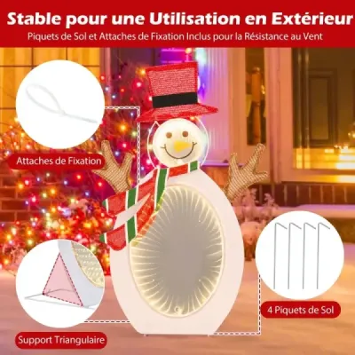 LED sněhulák se 2 tunelovými světýlky Vánoční figurka Vánoční osvětlení