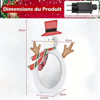 LED sněhulák se 2 tunelovými světýlky Vánoční figurka Vánoční osvětlení