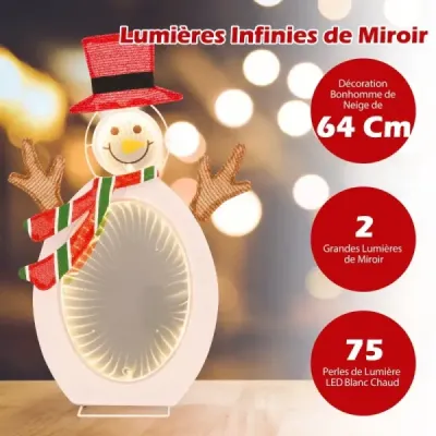 LED sněhulák se 2 tunelovými světýlky Vánoční figurka Vánoční osvětlení