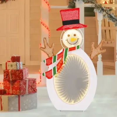 LED sněhulák se 2 tunelovými světýlky Vánoční figurka Vánoční osvětlení