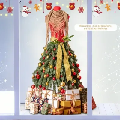 Künstlicher Weihnachtsbaum in Schneiderpuppen Optik mit Abnehmbarem Schal & Roten Beeren