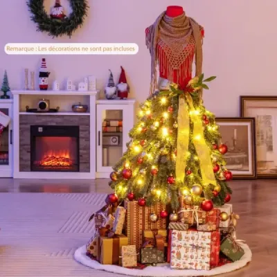 Künstlicher Weihnachtsbaum in Schneiderpuppen Optik mit Abnehmbarem Schal & Roten Beeren