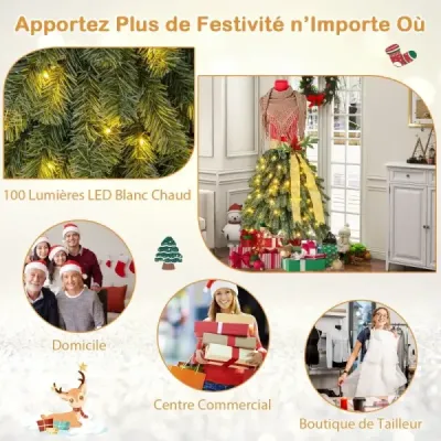 Künstlicher Weihnachtsbaum in Schneiderpuppen Optik mit Abnehmbarem Schal & Roten Beeren