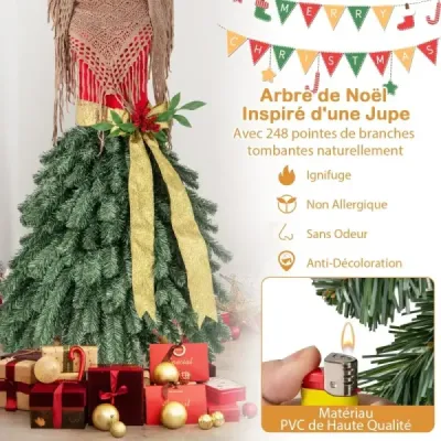 Künstlicher Weihnachtsbaum in Schneiderpuppen Optik mit Abnehmbarem Schal & Roten Beeren