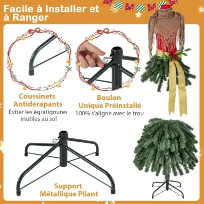 Künstlicher Weihnachtsbaum in Schneiderpuppen Optik mit Abnehmbarem Schal & Roten Beeren