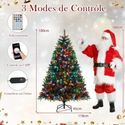 180 cm umělý vánoční stromeček s 370 vícebarevnými RGB světly ovládanými aplikací