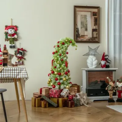 180 cm umělý vánoční stromek se světýlky a sněhem Vánoční stromek s ohýbacím vrškem