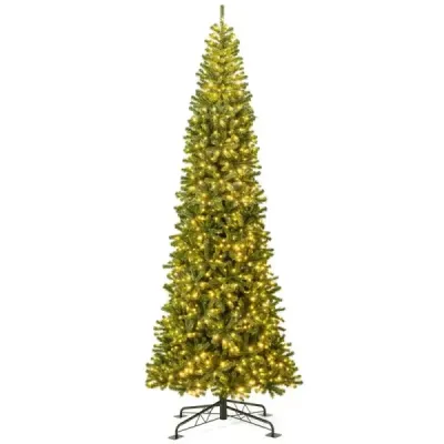 360 cm osvětlený umělý vánoční stromek jedle s 2536 PVC hroty větví zelený