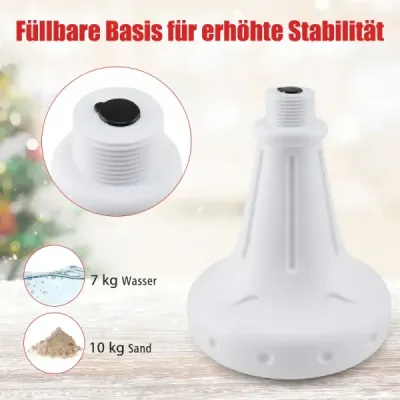 185 cm hudební vánoční pouliční lampa s teplými bílými LED světly a sněhovými efekty, bílá