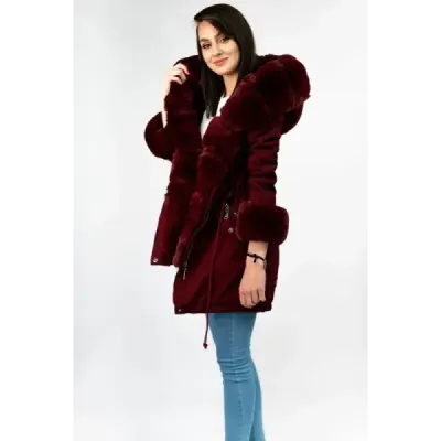 Bavlněná dámská zimní bunda MODA801-3 bordó
