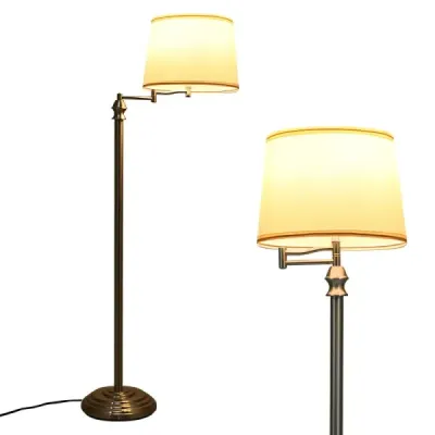 Stojací lampa Stojací lampa s podstavcem a stínidlem na čtení 35,5 x 152 cm Béžová barva