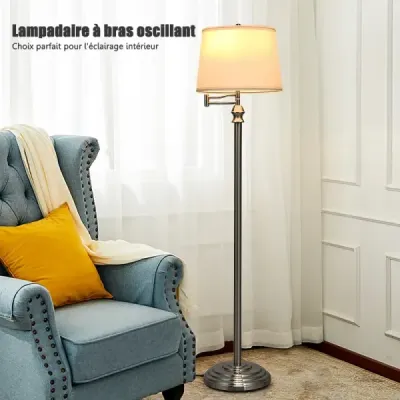 Stojací lampa Stojací lampa s podstavcem a stínidlem na čtení 35,5 x 152 cm Béžová barva