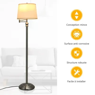 Stojací lampa Stojací lampa s podstavcem a stínidlem na čtení 35,5 x 152 cm Béžová barva