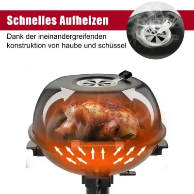 Elektrický gril BBQ, přenosný stojan s odnímatelným nepřilnavým roštem, černý