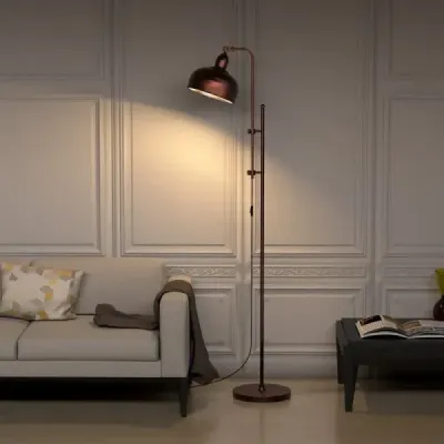 Stojací lampa s nastavitelnou výškou a hlavou lampy a kovovým rámem Čtecí lampa Stojací lampa