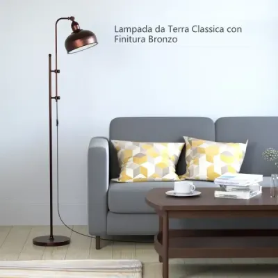 Stojací lampa s nastavitelnou výškou a hlavou lampy a kovovým rámem Čtecí lampa Stojací lampa