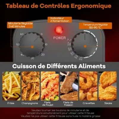 Fritéza 1700 W, elektrická fritéza 5 l, fritovací hrnec s 1 velkým a 2 malými košíky, černá