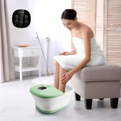 Klappbares Fußbad mit Wärme Fußbad mit Fernbedienung Massagegerät 33,5 x 41 x 20,5 cm Grün