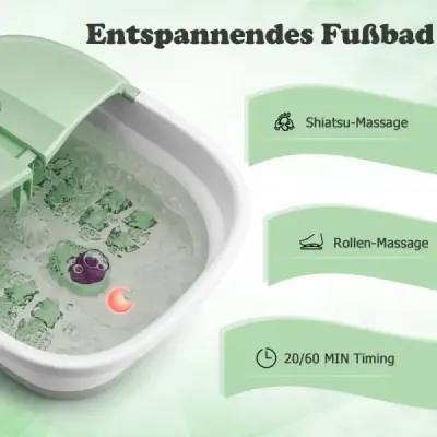 Klappbares Fußbad mit Wärme Fußbad mit Fernbedienung Massagegerät 33,5 x 41 x 20,5 cm Grün
