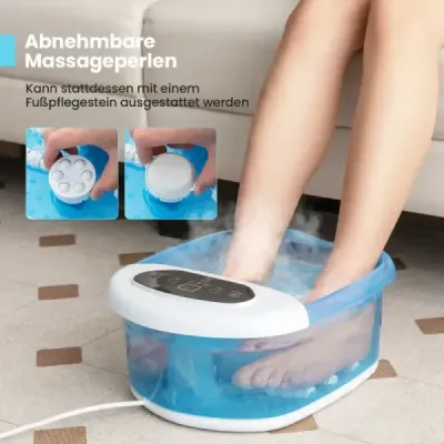 Masážní koupel na nohy Koupel na nohy s odnímatelným pedikérským kamenem 1-hodinové automatické vypnutí Modrá