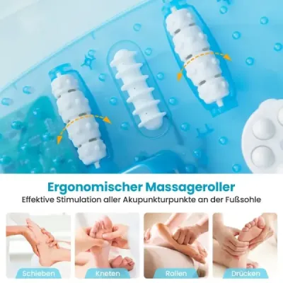 Masážní koupel na nohy Koupel na nohy s odnímatelným pedikérským kamenem 1-hodinové automatické vypnutí Modrá